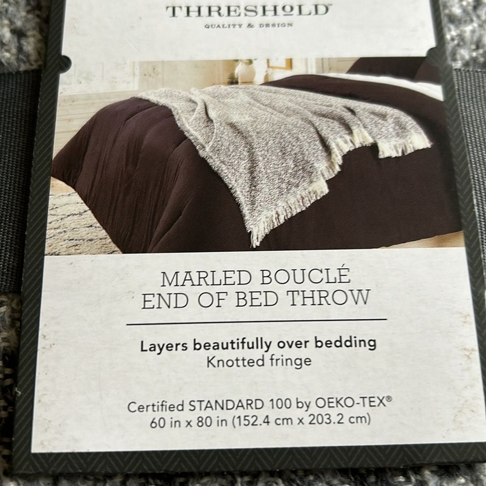 Threshold Marbled Boucle Gray End of  Bed Throw